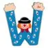 Clown Wooden Letter - W