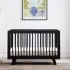 Hudson 3 in 1 Crib with Toddler Rail - Black