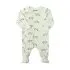 Modal Zipper Footie - Green Cows Print