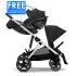 Gazelle S Stroller - Silver Frame and Moon Black Seat  + FREE Gift Cloud G Lux Car Seat
