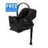 Gazelle S Stroller - Silver Frame and Moon Black Seat  + FREE Gift Cloud G Lux Car Seat