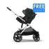 Gazelle S Stroller - Silver Frame and Moon Black Seat  + FREE Gift Cloud G Lux Car Seat