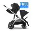 Gazelle S Stroller - Silver Frame and Moon Black Seat  + FREE Gift Cloud G Lux Car Seat