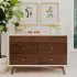 Palma 7 Drawer Double Dresser - Warm White With Natural Walnut