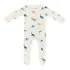 Printed Zippered Footie Preemie - Ecru Roar