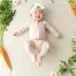 Printed Zippered Footie - Blush Rabbit