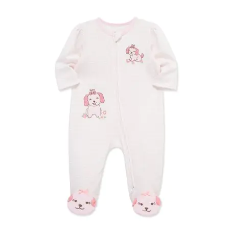 Little Me Lovely Pups 2-Way-Zip Footed One-Piece
