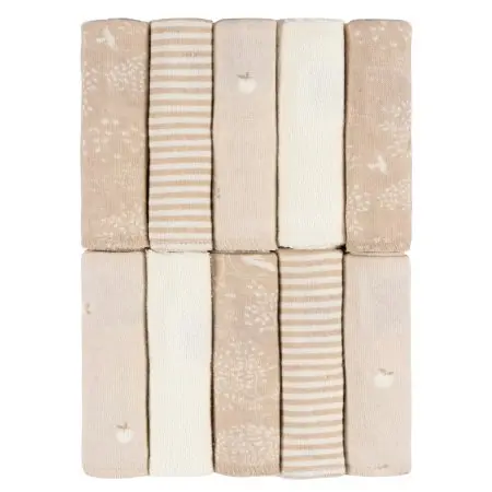 Just Born 10-Pack Washcloths - Tan	GCW60580 32633137853 Tjskids.com