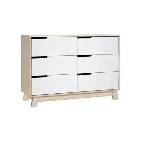 Hudson 6 Drawer Double Dresser White Washed Natural