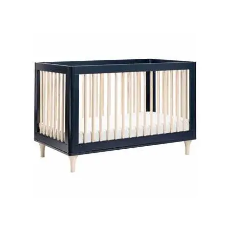 Lolly 3 in 1 Crib with Toddler Rail Navy Washed Natural