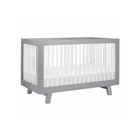 Hudson 3 in 1 Crib with Toddler Rail Grey White