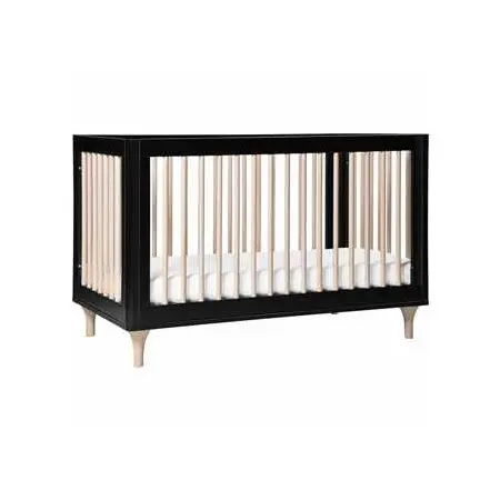 Lolly 3 in 1 Crib with Toddler Rail Black Washed Natural