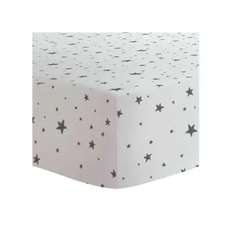 Flannel Mini Crib Sheet Black White Scribble Star S329-609