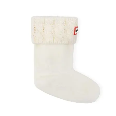 6 Stitch Cable Kids Boot Sock - White