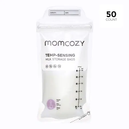 Momcozy 180ml Breastmilk Bag with Colour-Changing Temperature Indicator - 50 Count MS002-NA00NB	840506409255 Tjskids.com