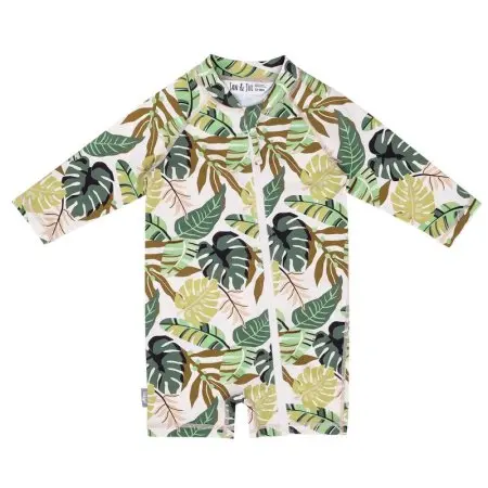 Jan & Jul Long Sleeve One Piece Uv Jumpsuit Green Tropical