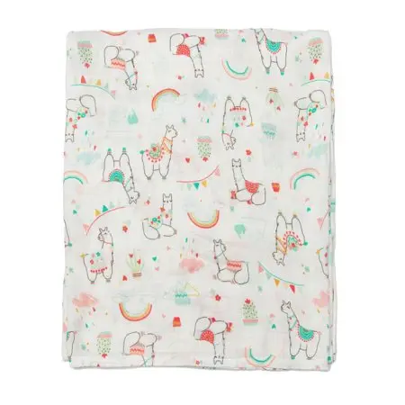 Muslin Swaddle Llama Rainbow