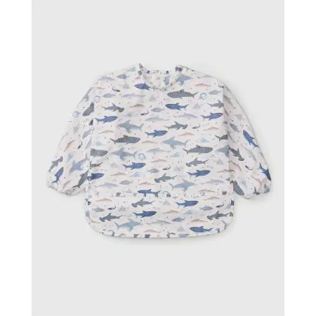 Loulou Lollipop Long Sleeve Waterproof Bib - Smiley Sharks