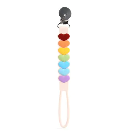 Loulou Lollipop Pacifier Clip - Beadless - Sweetheart Rainbow
