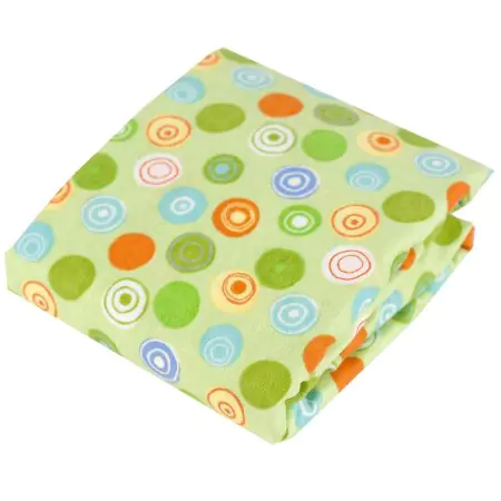 Kushies Flannel Crib Sheet Green Crazy Circles