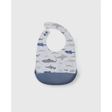 LOULOU LOLLIPOP SILICONE BIB PRINTED SHARKS