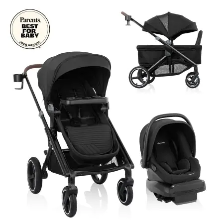 Transformer Stroller Wagon Travel System w/ LiteMax NXT Pitch Black