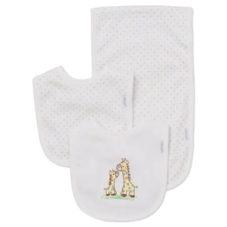 LITTLE ME GIRAFFE BIB & BURP SET