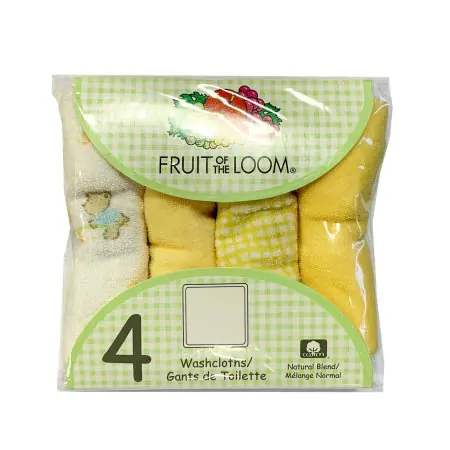Fruit of the Loom Wash Cloths - Yellow