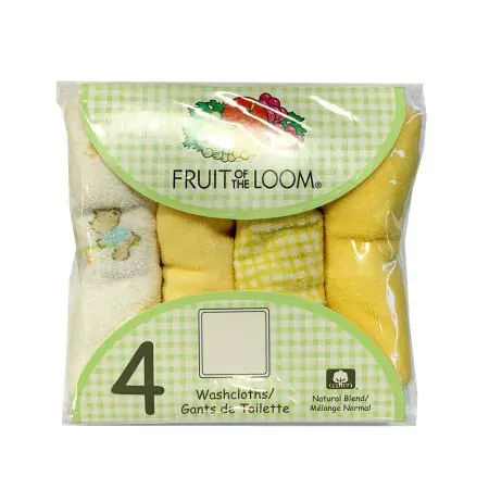 Fruit of the Loom Wash Cloths - Yellow