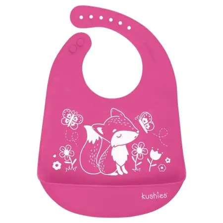 Kushies Silicatch Silicone Bib with Pocket Foxy Lady