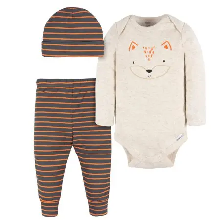 Gerber 3-Piece Bodysuit, Cap + Pant - Adventure 6 - 9 months	GCW503893 Tjskids.com