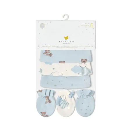 Piccolo Bambino	3 Hats & 3 Anti-Scratch Mittens Set - Blue	PBHM1-J99E3-BL 773299988174 Tjskids.com