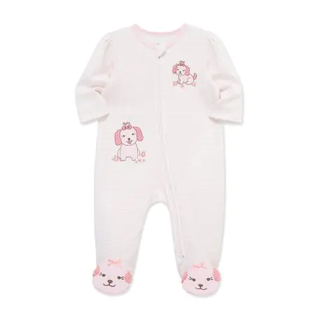 Little Me Lovely Pups 2-Way-Zip Footed One-Piece