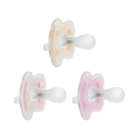 Dr Browns  Advantage One-Piece Pacifier 3pk 0-6m - Pink/Purple/Ecru PA13201-CA 72239331415 Tjskids.com