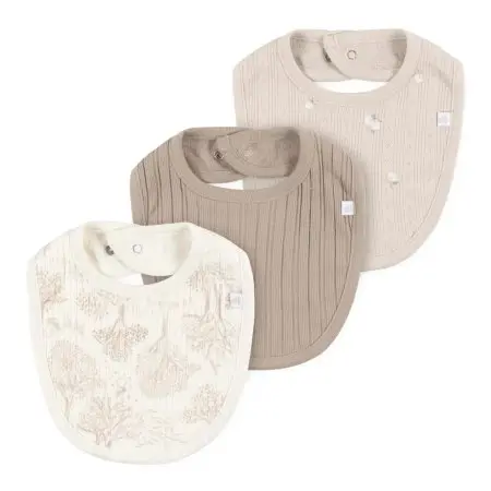 Just Born Baby Neutral 3-Pack Bibs - Tan GCW60520	32633138867 Tjskids.com