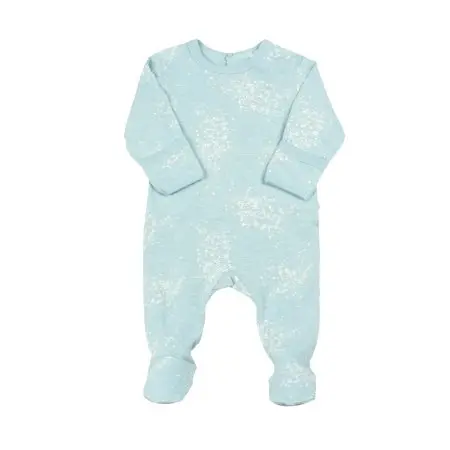 Back Opening Footie - Sterling Blue Bubbles