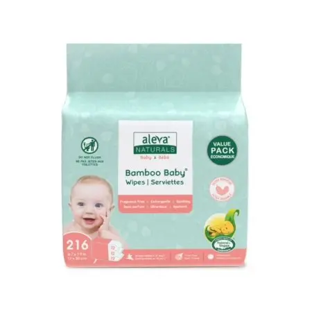 Aleva Naturals Bamboo Baby Sensitive Wipes Club Pack 216ct	37946-A	62472137946 Tjskids.com