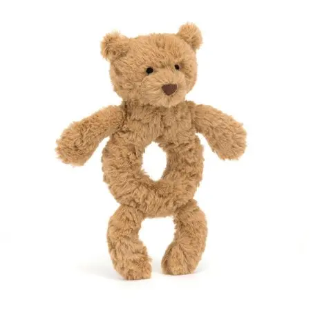 Jellycat	Bartholomew Bear Ring Rattle (RECYCLED FIBERS)	BAR4RR 670983152111 Tjskids.com