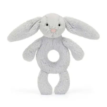 Jellycat	Bashful Grey Bunny Ring Rattle (RECYCLED FIBERS)	BRR4BS 670983153248 Tjskids.com