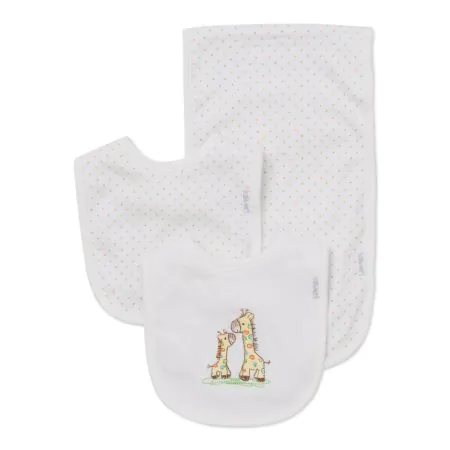 Little Me	Bib and Burp Cloth Set - Giraffe LB404054N-I110 883953747150 Tjskids.com