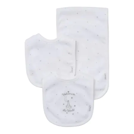 Little Me	Bib and Burp Cloth Set - Welcome World	LB404034N-I110 Tjskids.com