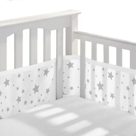 Breathablebaby Mesh Crib Liner - Light Grey Star