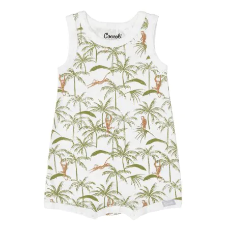 Modal Zipper Footie - Monkeys On Cream