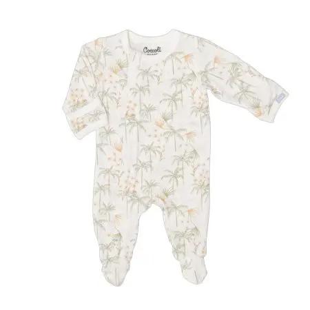 Coccoli Modal Zipper Footie - Tropical On Cream