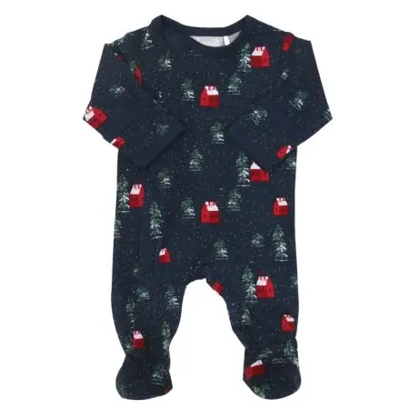 Zipper Footie - Dark Navy Winter Scene