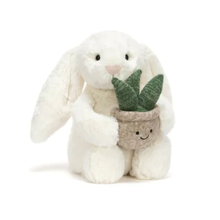 Jellycat Cream Bunny with Plant BB3PLA 670983166385 Tjskids.com