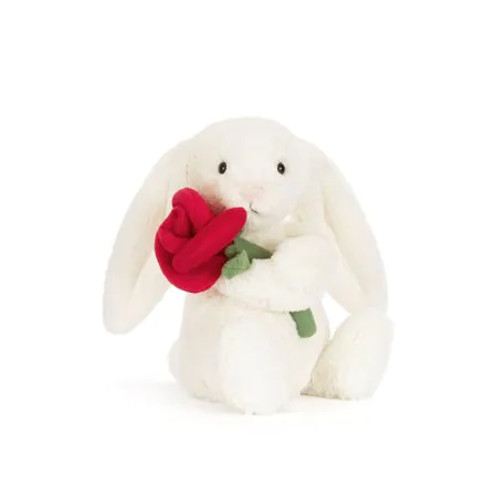 Jellycat Cream Bunny with Rose BB6ROSE 670983165760 Tjskids.com