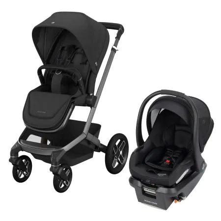 Maxi Cosi Fame Stroller & Mico Luxe+ Car Seat Travel System - Twillic Black 94070CTWB 884392020521 Tjskids.com