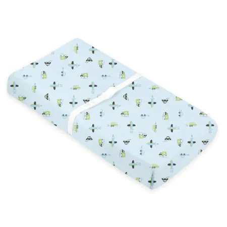 Kushies	Flannel Contour Pad Sheet With Slits - Blue Zoom	S347-I85	64408612890 Tjskids.com