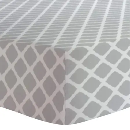 Kushies	Flannel Crib Sheet - Grey Lattice S330587 Tjskids.com